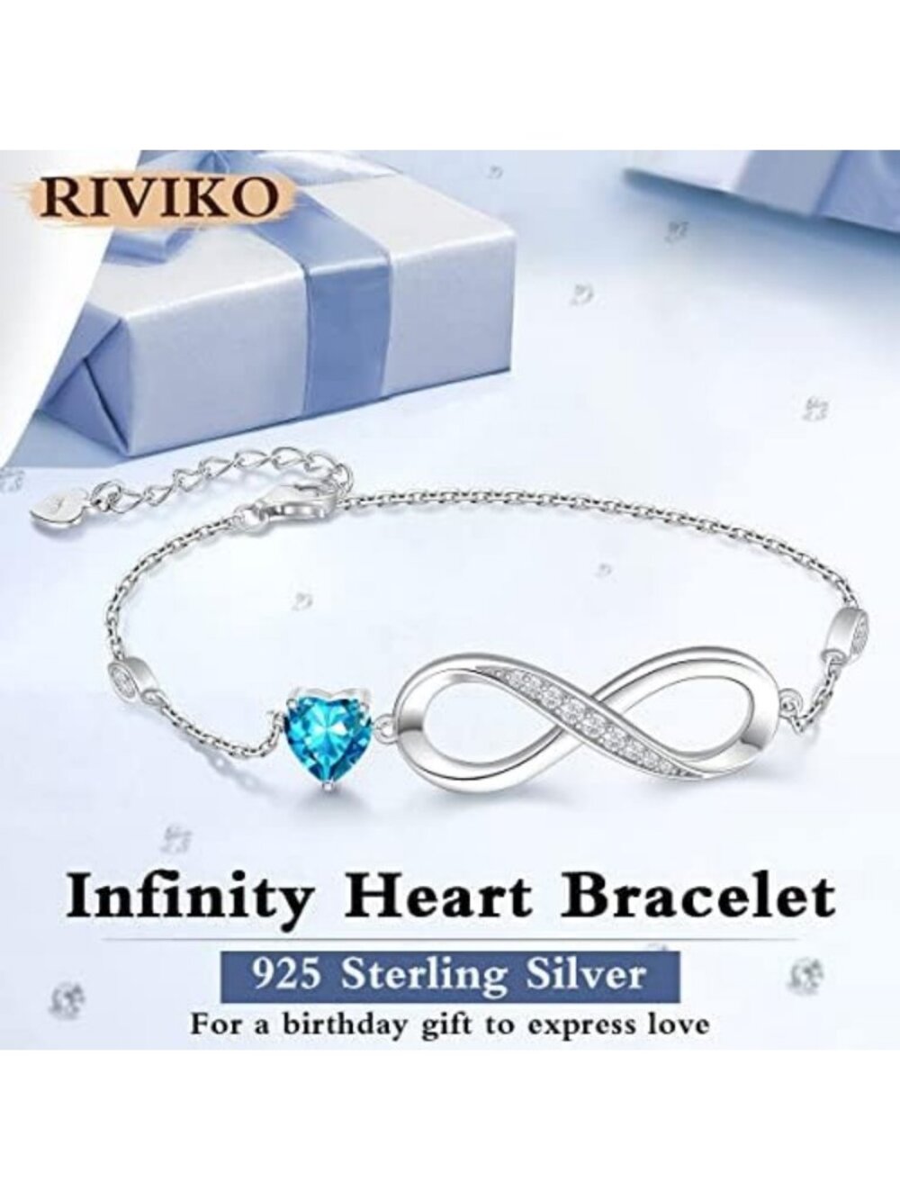 Adjustable 925 Sterling Silver Infinity Love Heart Charm Bracelet for Women - Picture 3 of 6